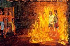 Nephi and Lehi protected from fire