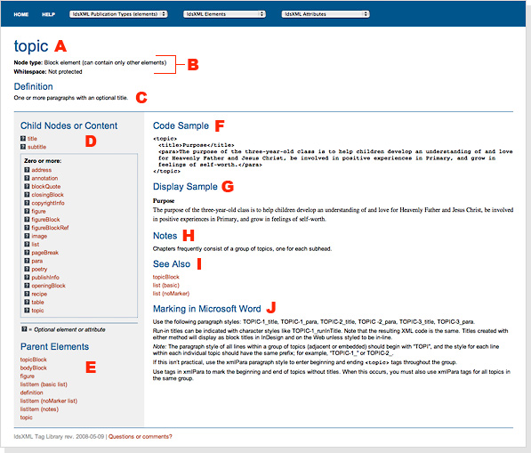 screen capture of tag library page