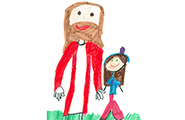 Child's drawing of Jesus and a child