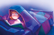 Illustration of a child under a blanket