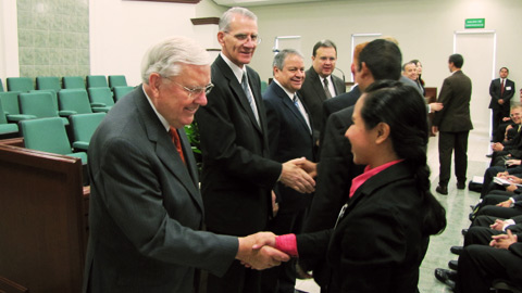 Elder Ballard and missionaries in Mexico