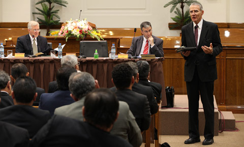 Elder Jay E. Jensen at priesthood leadership meeting Argentina