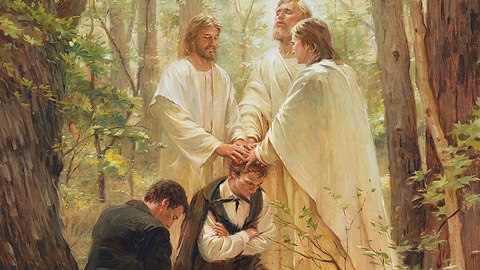Petrus, Jakobus und Johannes Ã¼bertragen Joseph Smith das Priestertum.