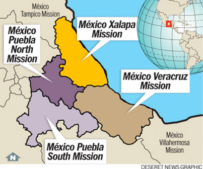 Map of the Mexico Xalapa and Puebla Missions