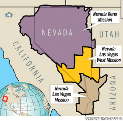 Map of the Nevada Reno mission boundaries
