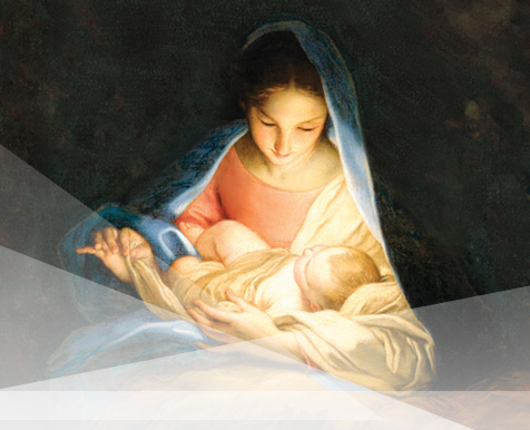 Mary holding her baby Jesus