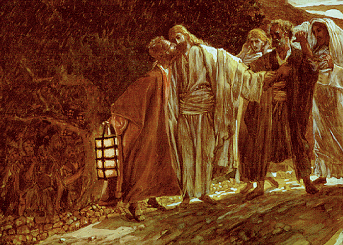 Judas Betraying Jesus with a Kiss