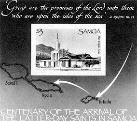 Stamp picturing the Apia Samoa Temple
