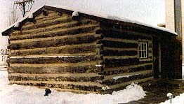 The log cabin home during the winter of 1847–48