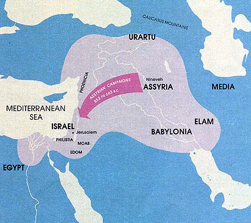 Map of the Assyrian Empire (853–605 B.C.