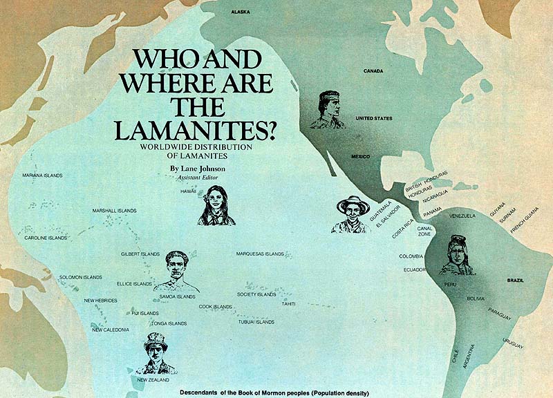 Map image published in 1975 portraying who and where Lamanites were