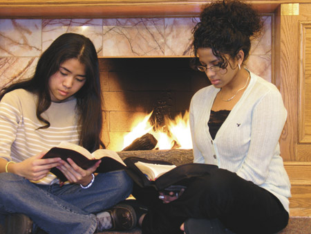 girls reading together