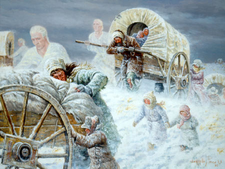 pioneers and angels in snow