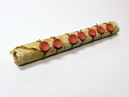 replica of sealed papyrus scroll