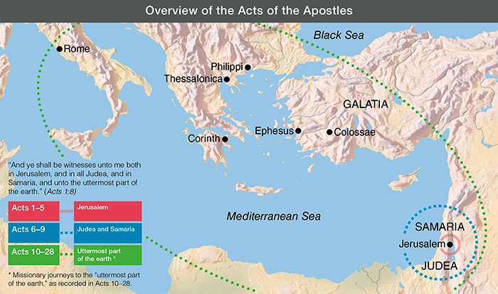 map, Overview of the Acts of the Apostles