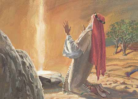 Zur Zeit des Propheten Jeremia: Lehi erscheint eine Lichtsäule, nachdem er lange zu Gott gebetet hat.