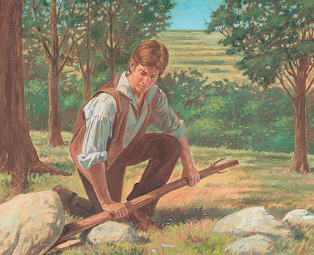 Joseph lifting rock