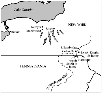 Map of New York and Pennsylvania