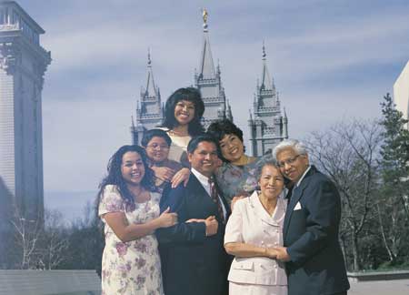 Three generation family at the Salt Lake Temple