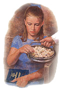 A girl taking the sacrament bread