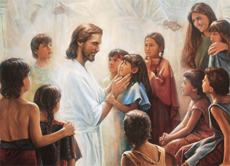 Jesus with Nephite children