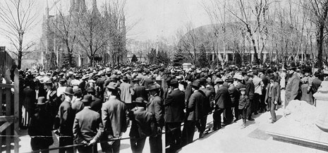 crowd on Temple Square