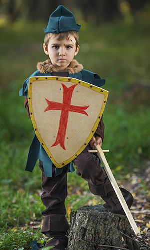 little boy with armor