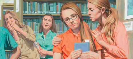 young women in library