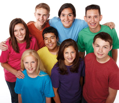 youth in colored shirts