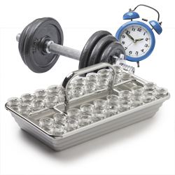 weights, clock, and sacrament tray