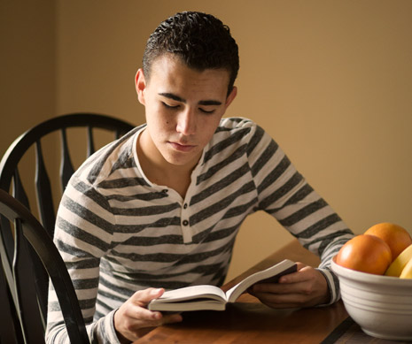 young man studying
